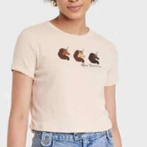 Women's Afro Unicorn 3 Character Short Sleeve Graphic Baby T-Shirt